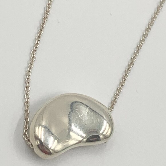 Authentic Tiffany & Co Elsa Peretti 925 Silver 18mm Large Bean Necklace - Picture 3 of 8